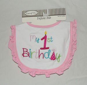 New Baby My 1st Birthday Bib First Girl Happy Birthday Candle Party