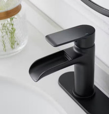 BWE A-96071-B Waterfall 1-Handle 1-Hole Modern Bathroom Faucet Matte Black NEW