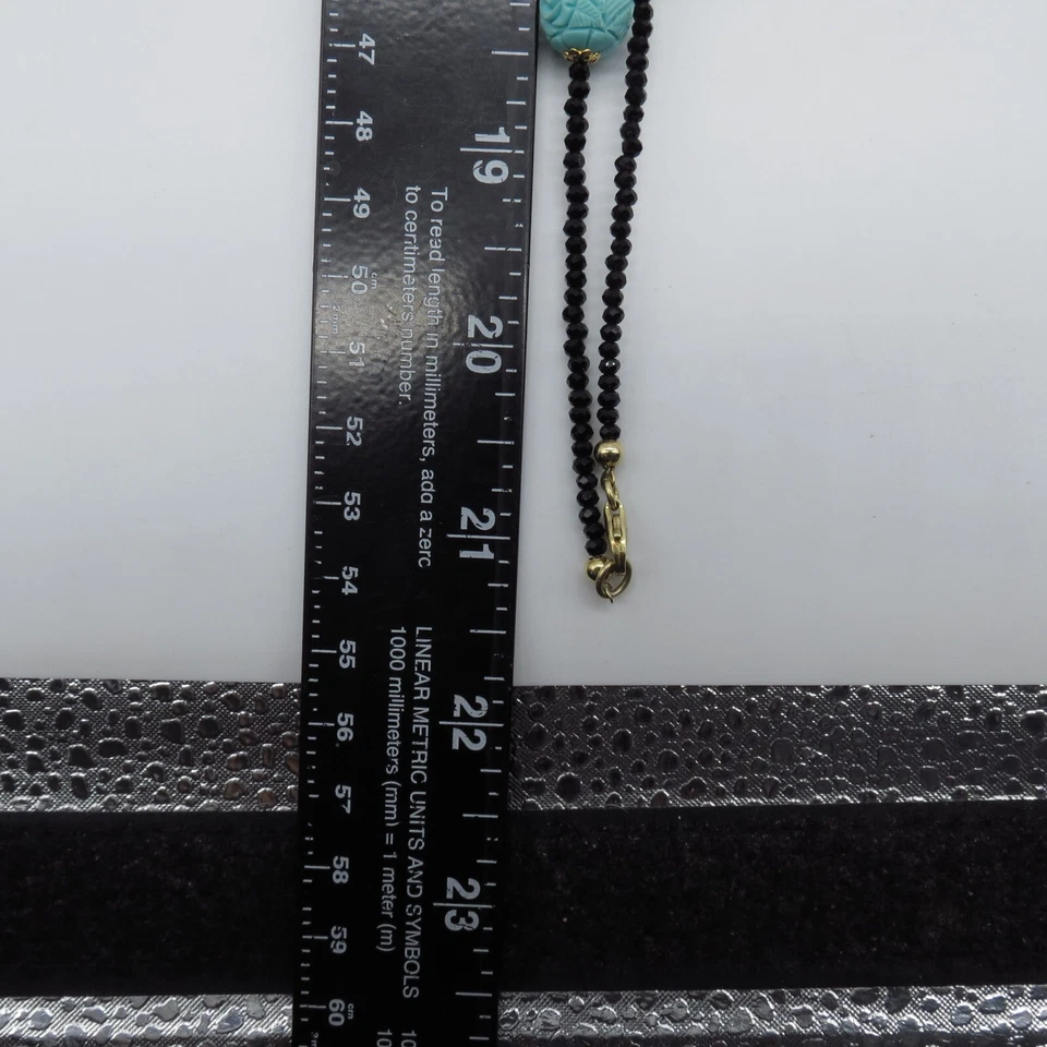 Conjunto de pulsera collar con cuentas talladas en flores azules lindo divertido boho 42" y 7" Foto 4 de 4