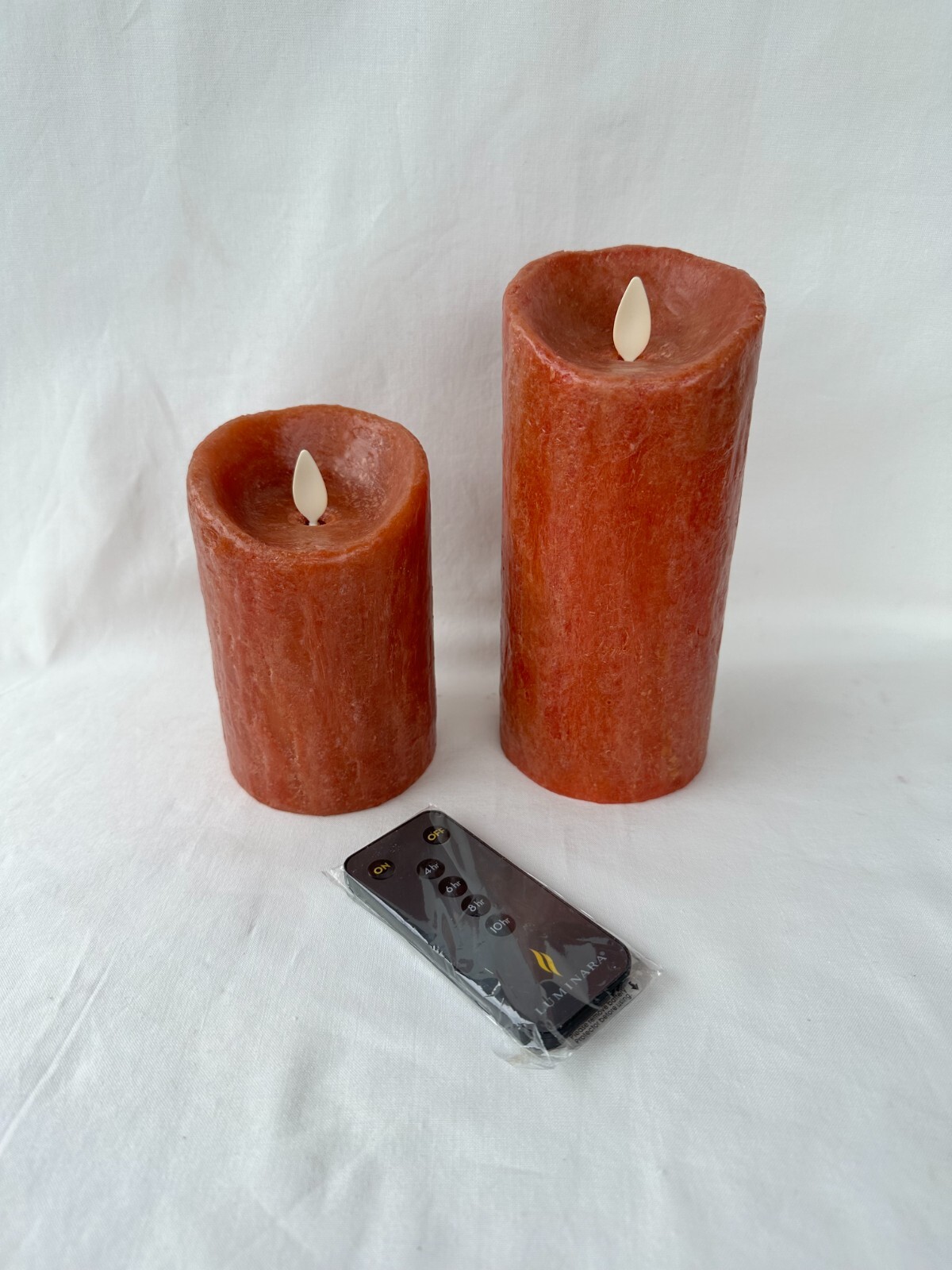 2 Luminara Fall Orange 4" 6" x 3" w/ Remote Candles eBay