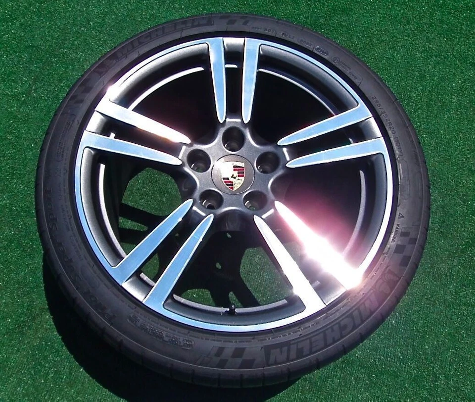 Factory Porsche Panamera Cayenne Center Caps Wheel Set of 4 Genuine Original OEM - Image 4 of 4