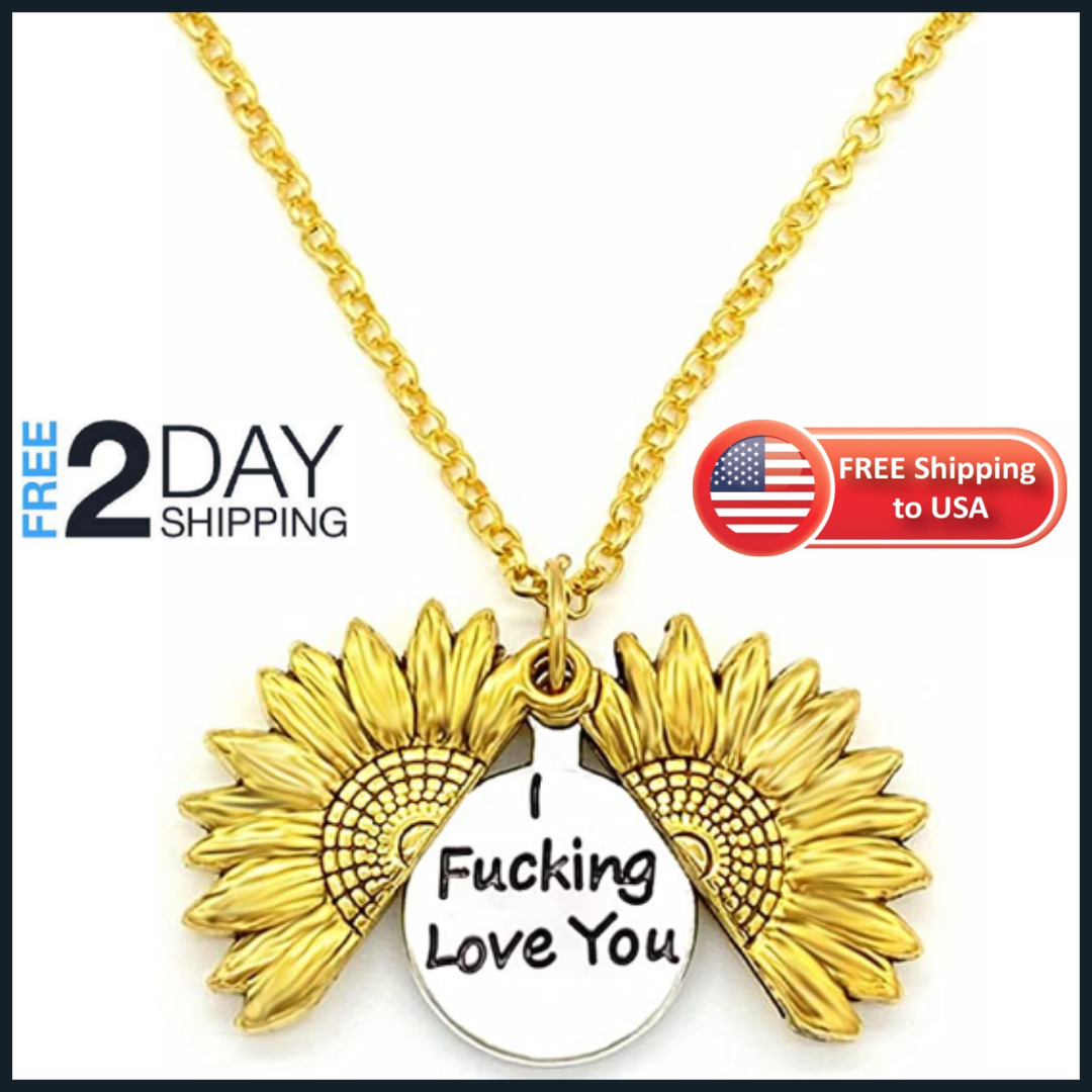 Sunflower Necklace For Women Girls, I Fcking Love You Necklace Birthday Gift NEW