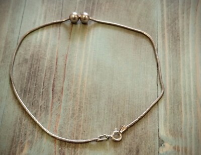 Hübsches & exquisites Fußkettchen - Armband mit 2 Kugel/runden Perlen ~ 925 Sterling Silber