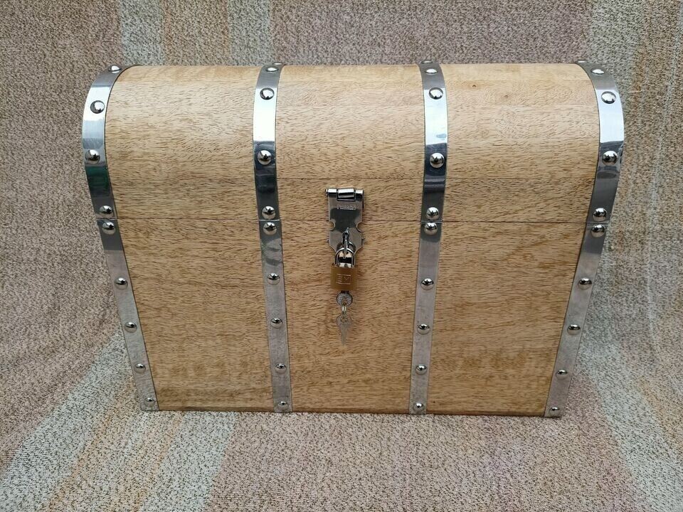 Treasure Chest with Lock and Keys Wooden Pirate Box Collectible Mango ...