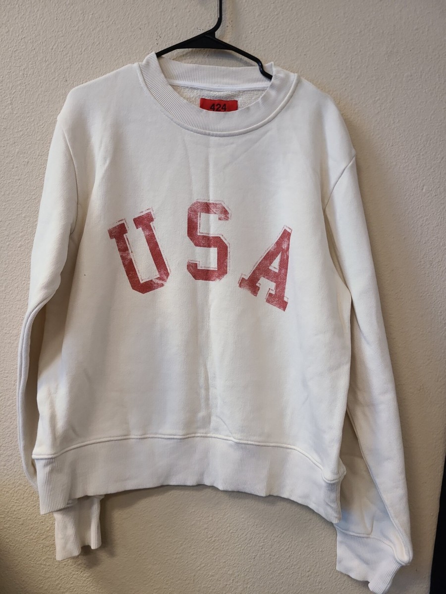 424 on fairfax WHITE PULLOVER LONGSLEEVE SWEATER SMALL SZ