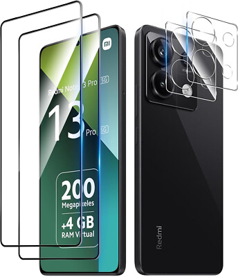 2x Schutzglas + 2x Kameraschutz für Xiaomi Redmi Note 13 / Pro Plus 9H Hartglas