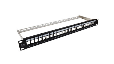 Patchpanel 19 Zoll leer, modular 24 Ports 1HE mit Träger, unbestückt PK 
