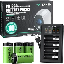 CR123A Battery Rechargeable 3.7V 4 Pack with LED Charger Lithium for Flashlight