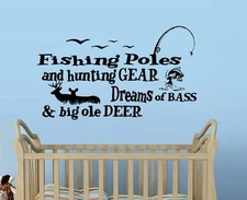 Fishing Poles and Hunting Gear - Wall or Widow Decal, Room Sticker