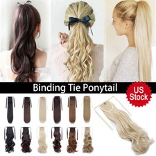 Drawstring Ponytail Extensions One Piece Tie Up Clip-in Hair Hairpiece Binding