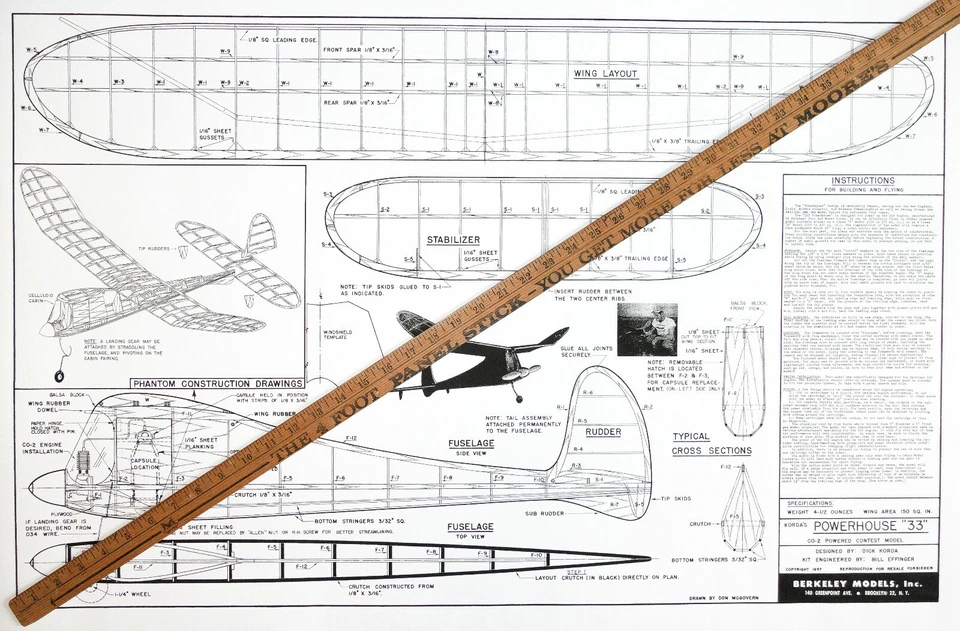 KORDA POWERHOUSE 33 Berkeley PLANE para construir un avión modelo CO2 de 33" Foto 2 de 4