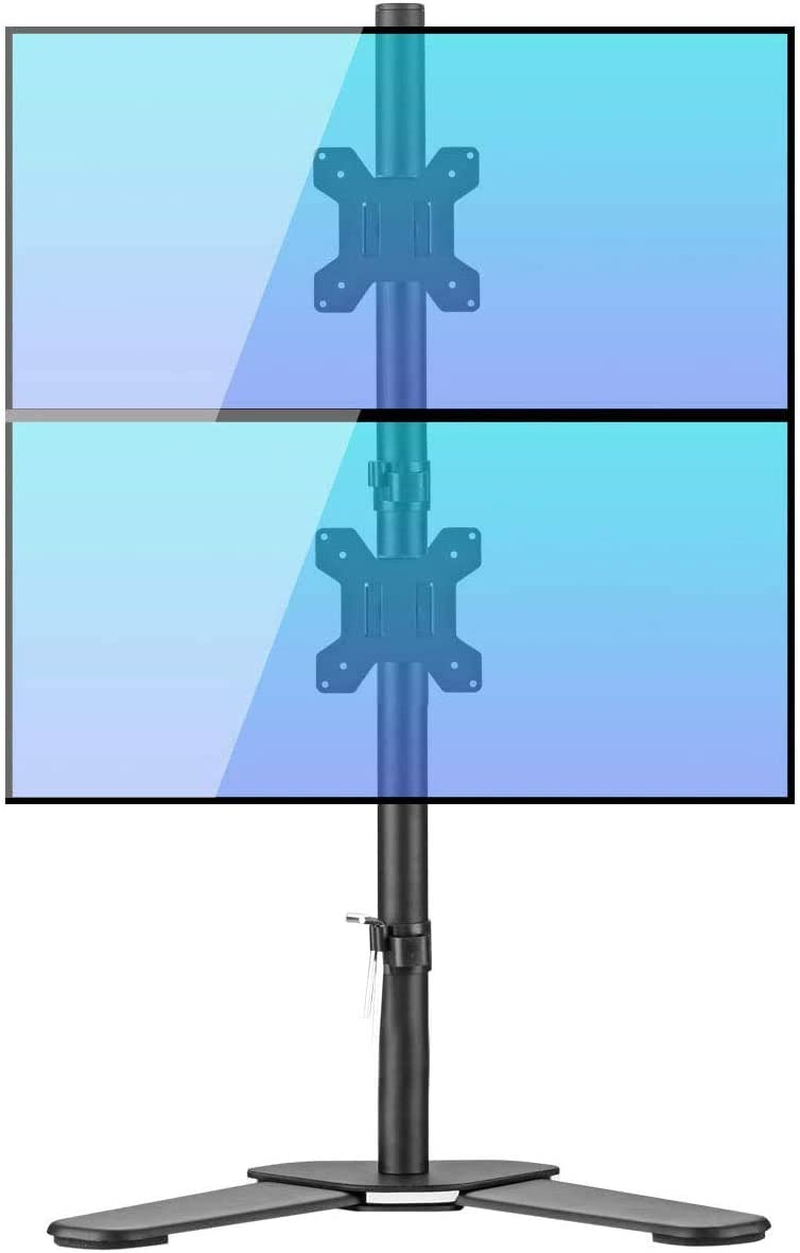 Free-Standing Dual Monitor Stand Holds Two 32-Inch Screens Up to 22 Lb for Desk Setup-image