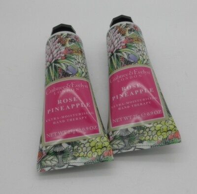 Crabtree & Evelyn ROSE PINEAPPLE 0.9 oz Ultra-Moisturising Hand Therapy LOT of 2