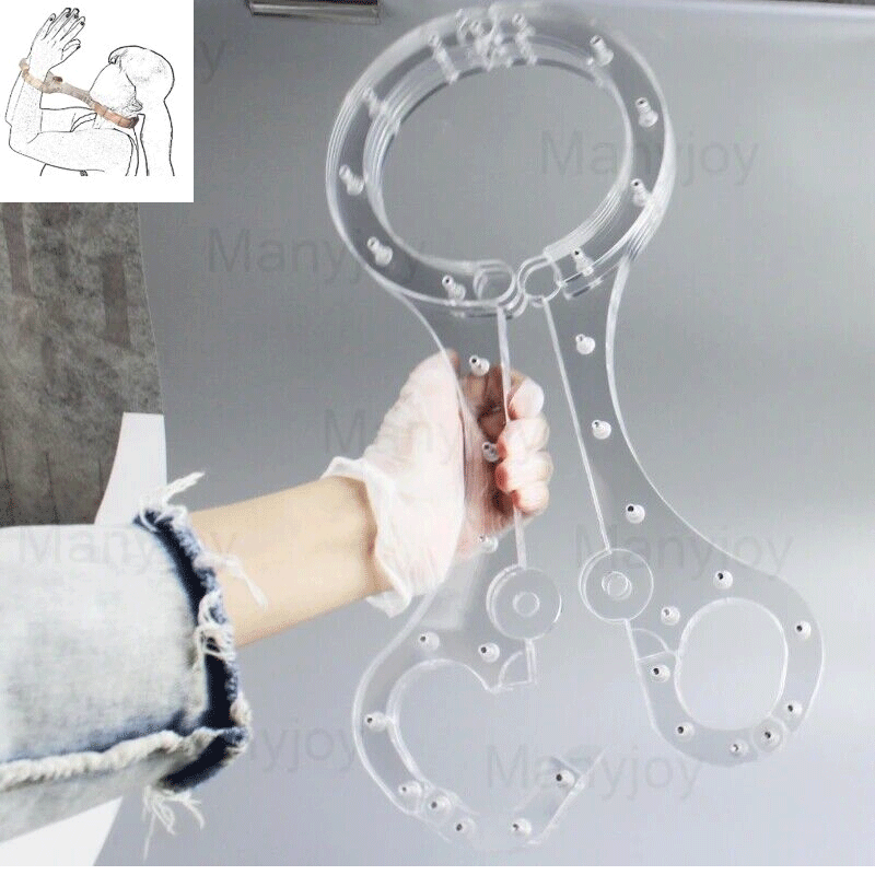 Lockabel Crystal Cangue Neck Collar Cuffs Handcuffs Bondage Slave Cosplay Adults