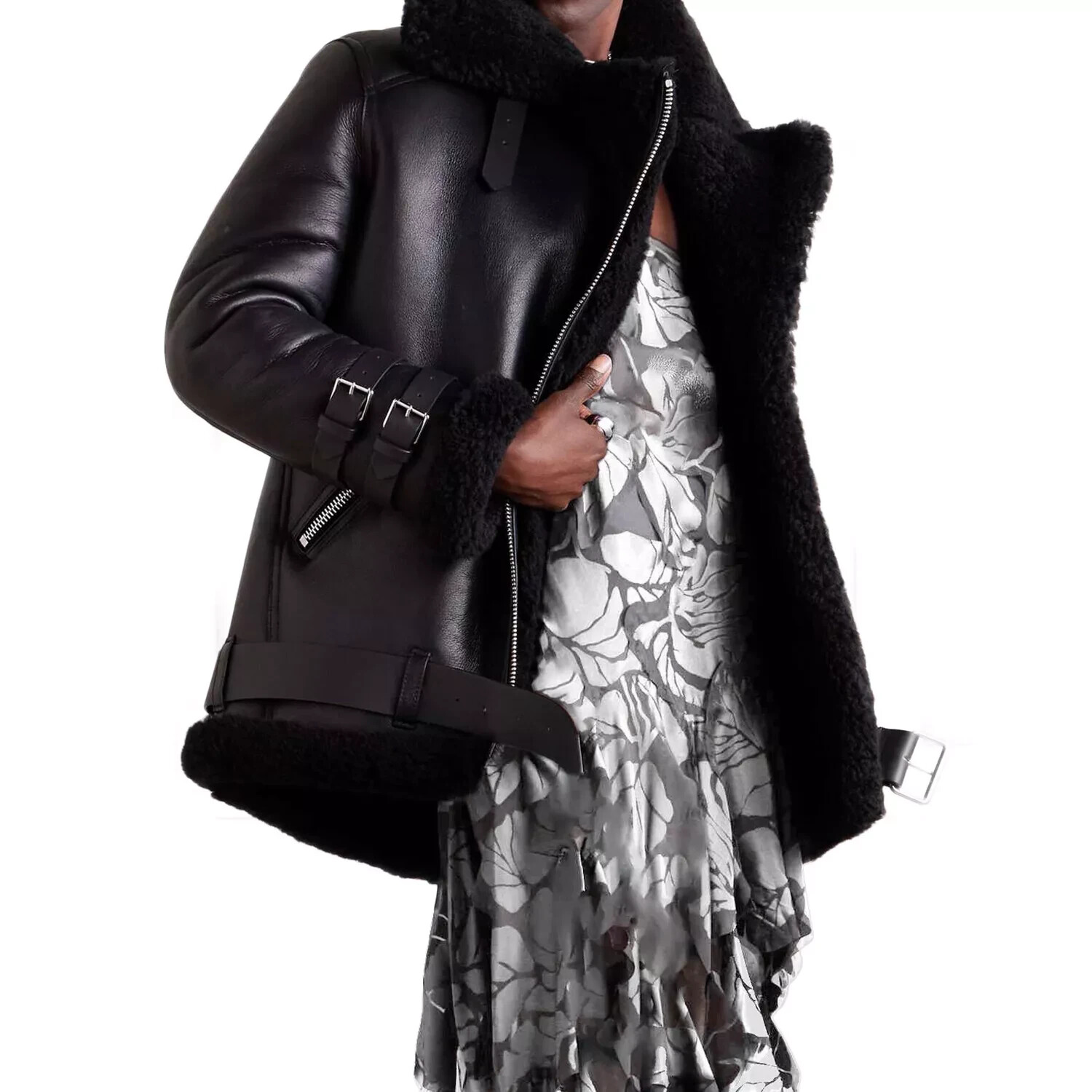 Womens B3 RAF Aviator Bomber Flying Real Sheepskin Shearling Leather Jacket Coat