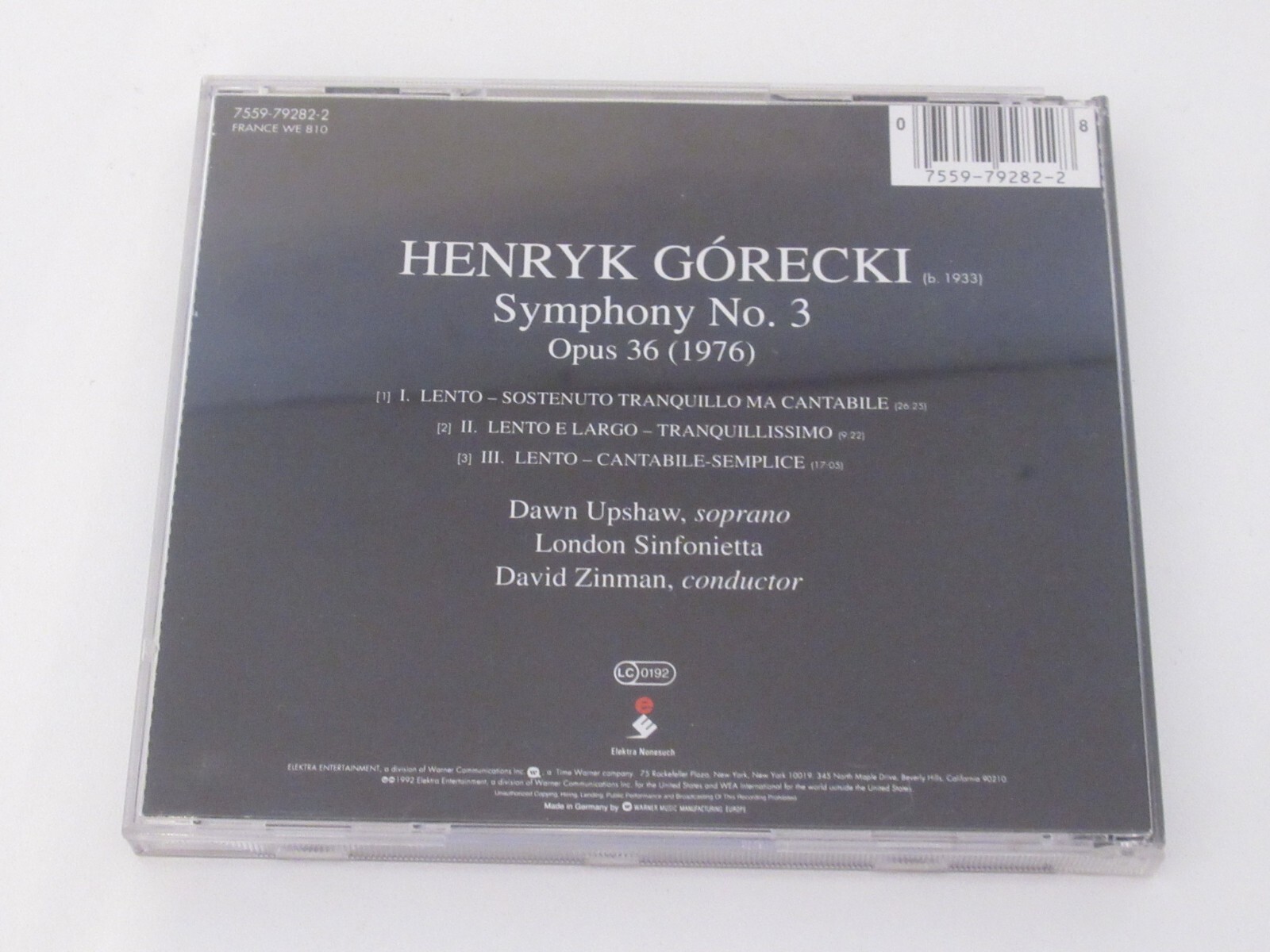 Henryk Górecki - Symphony No. 3/Elektra Nonesuch – 7559-79282-2 CD