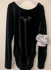 NWT Long sleeve Dreamlight jeweled gymnastic leotard FREE scrunchie AXS