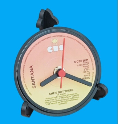 Santana (Rockband) 4'' Schreibtisch/Tischplatte UHR Upcycling Vinyl ROCK SINGLE Schallplatte