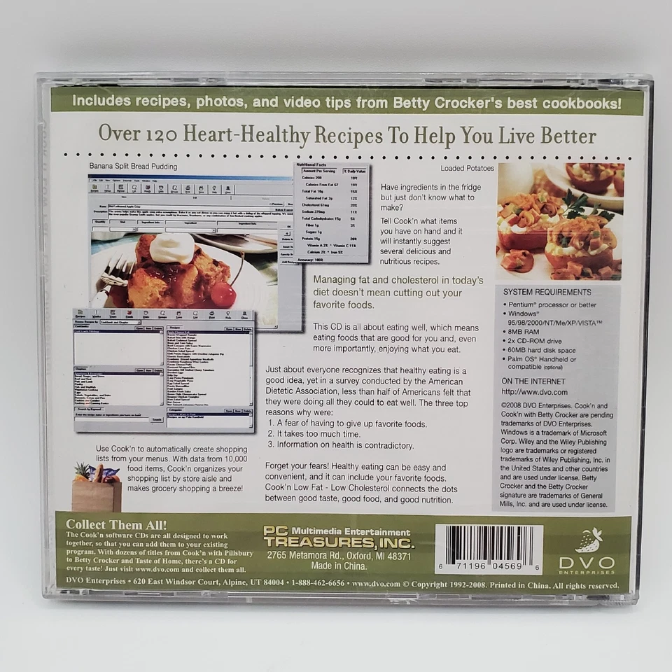 Betty Crocker CD PC 120 Recipes Cook Low Fat Low Cholesterol Heart Healthy Meals - Image 3 of 4