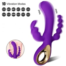 Rabbit Vibrator G-spot Dildo Massager Clit Stimulation Anal Bead Women Sex Toys