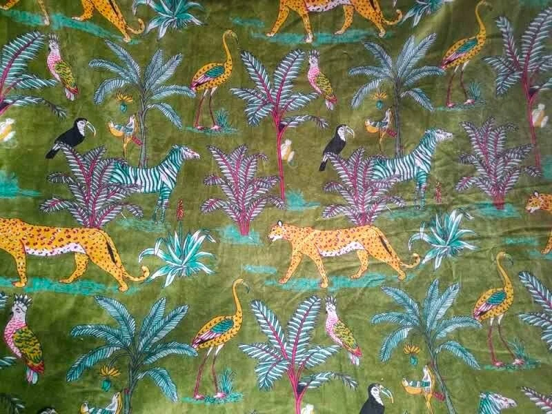 By Yard Luxury Soft Velvet Animal Print Fabric Indian Sewing Upholstery Fabric - Image 4 of 4