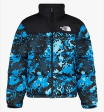 Women's North Face 1996 Nuptse Jacket Blue Lake Camo Small Rare Free Uk Delivery
