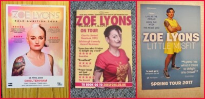 ZOE LYONS - 3 X A5 FLYERS  -  2015,  2017  AND  2023 Tours