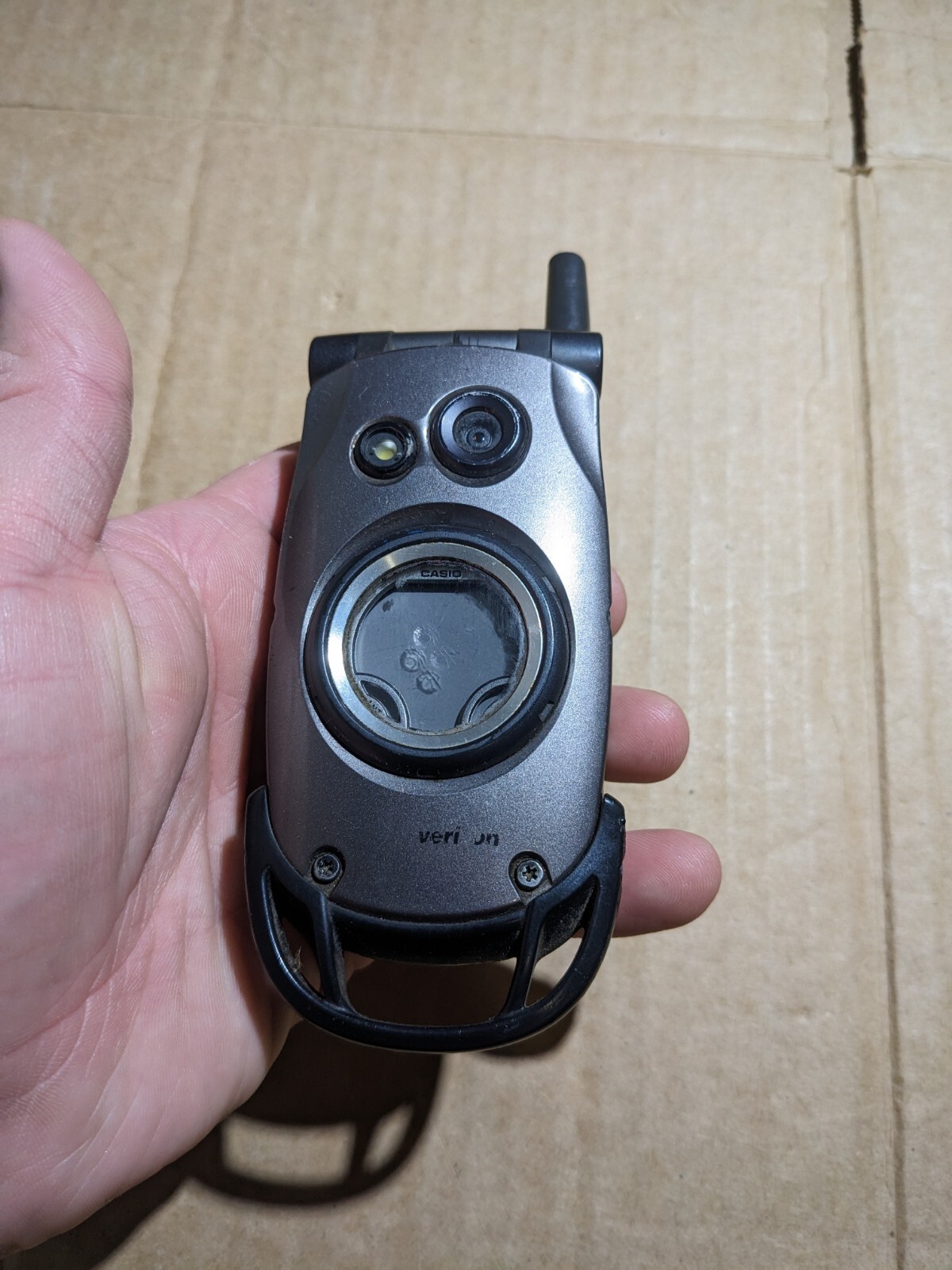 Casio G'zOne Type-V - Silver on black (Verizon) Cellular Phone - UNTESTED