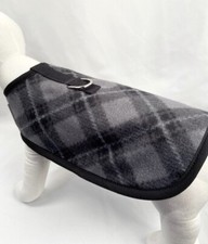 Fleece Gray and Black Dog Harness Clothes Coat