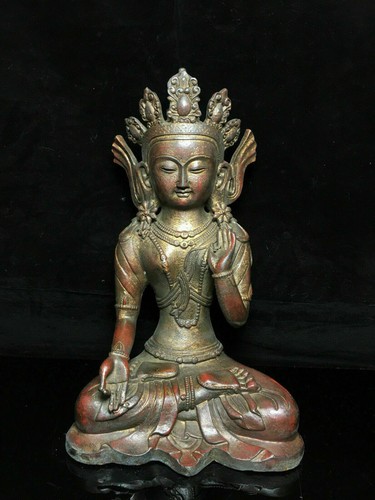 13.2'' China Antique Brass Buddha Statue Tibet old Bronze Kwan-yin Statue