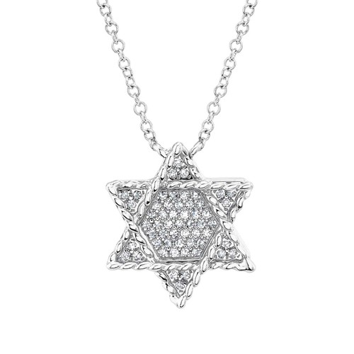 Ciondolo Stella di David pietre preziose multicolore + collana in argento ste
