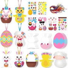 Gelinywow 72 PCS Easter Egg Bunny Craft Kits for Preschool Kids Paper DIY Easter