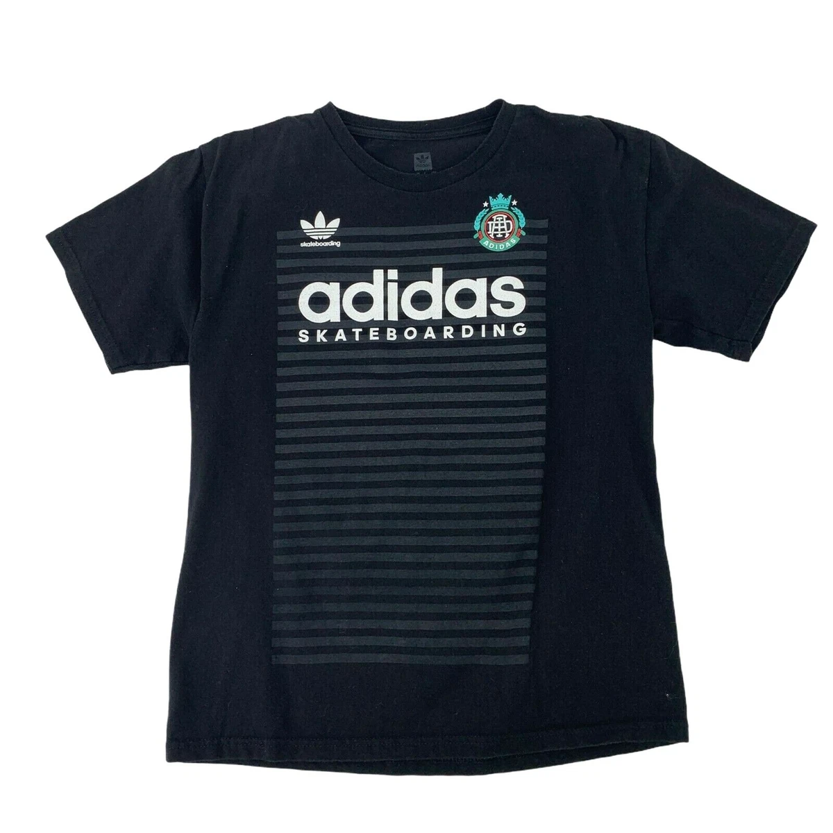 Adidas Skateboarding T Shirt Youth Boy Size L Black Short Sleeve 100 Cotton Tee