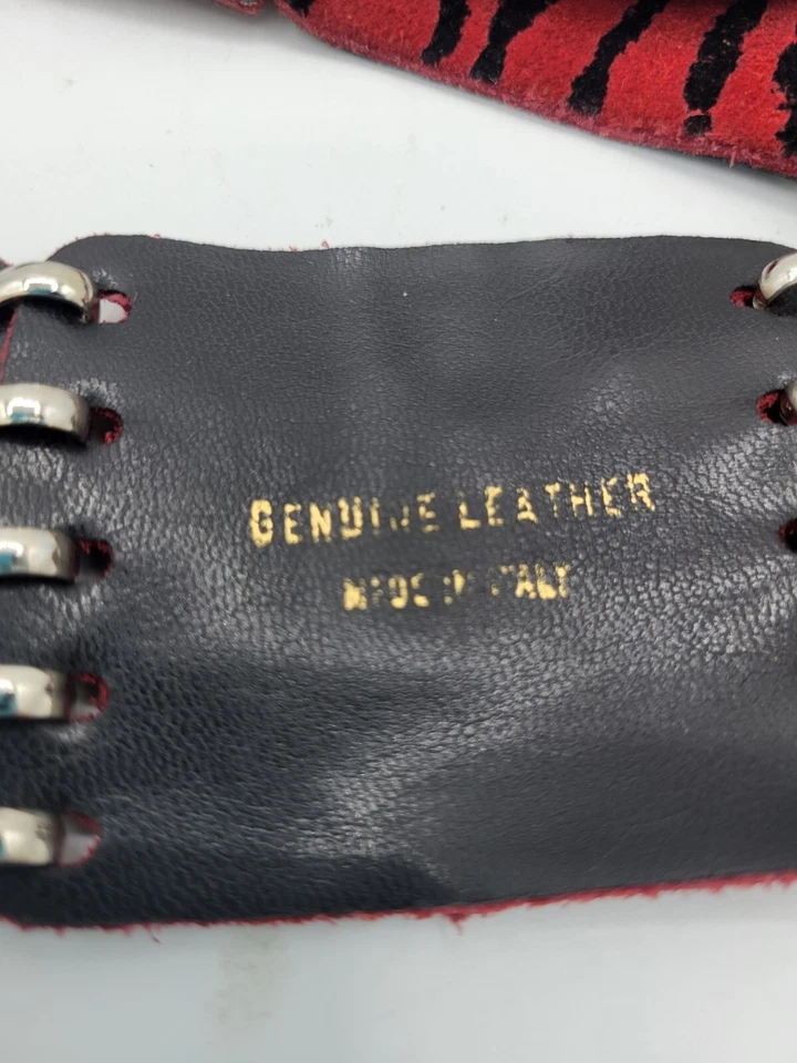 Cinto ocidental zebra vermelha 3D strass ferradura 35"-39" couro crina de cavalo M (A82 - Imagem 2 de 3