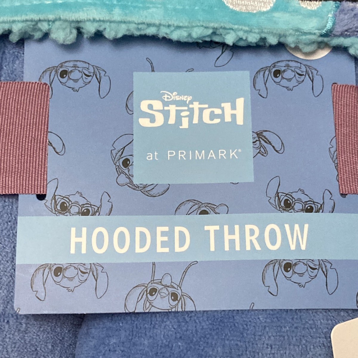 Primark Stitch Hooded Throw Blanket Disney Blue Fleece Comforter New