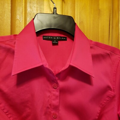 ladies red dress shirt Women's Red Silk Blouse Red, XL