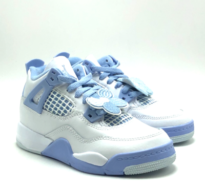 NEW* PRE-SCHOOL NIKE AIR JORDAN 4 Retro (PS) White/Blue Tint