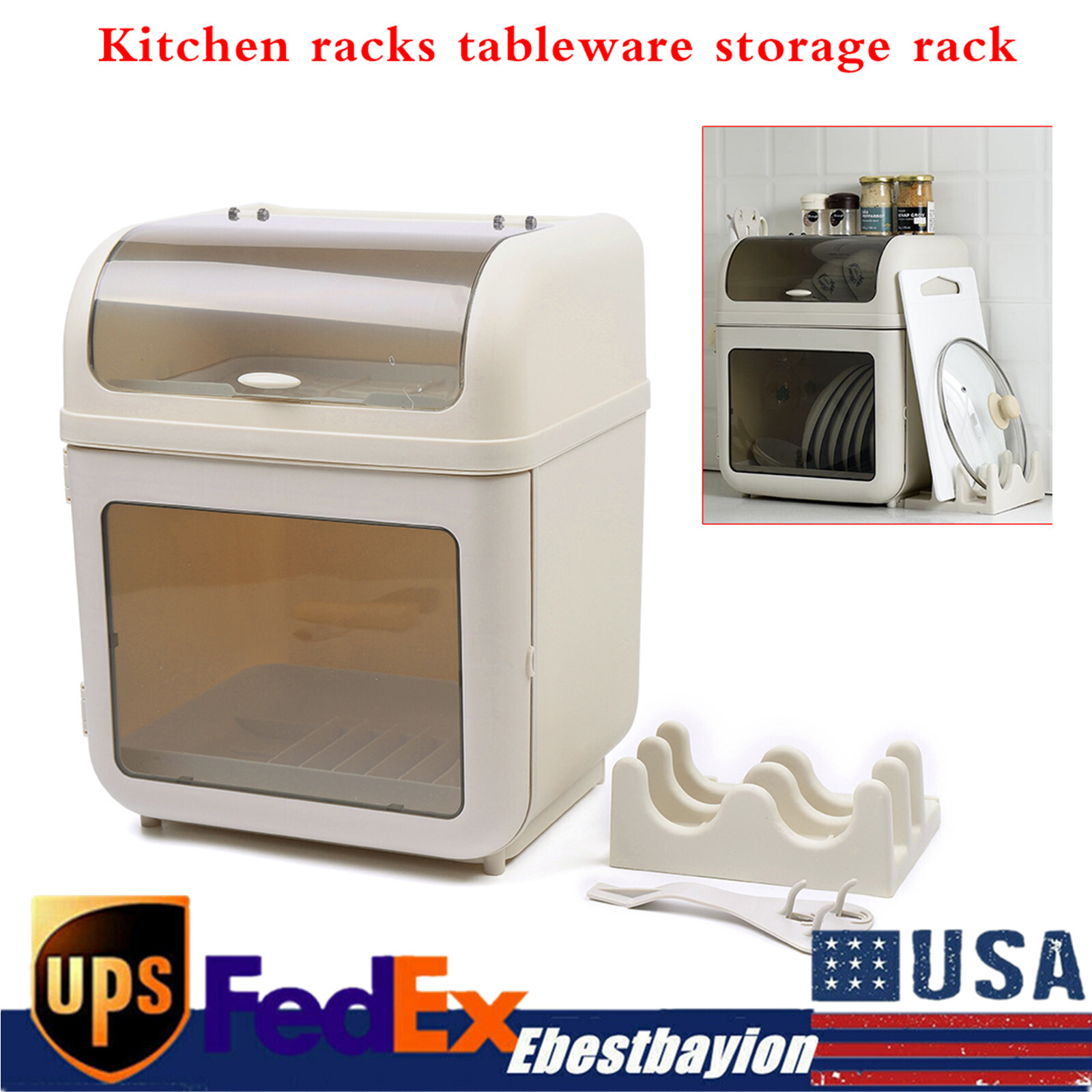 2-Tier Dish Drying Rack Storage Box Tableware Organizer Kitchen Countertop Tool