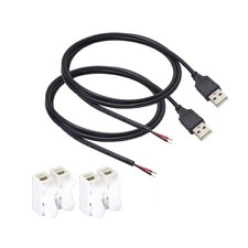 2pcs 1M/3.3Ft 20AWG USB 2.0 Male Plug 2pin Wire DIY Pigtail Cable 5V 5A Black...