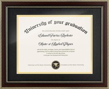 8.5x11 Diploma Frame with black Over Gold Mat or Display 11x14 Certificate W...
