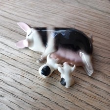 Vintage Hagen Renaker Miniature sow & 2 piglets Ceramic VGC