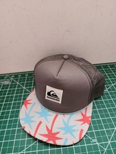 Quicksilver Palm Tree SnapBack Hat OSFM Gray Trucker Surf