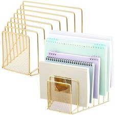 Chivertion 2 Pcs 7 Section Wire File Organizer 8.4 x 7.8 x 6.3 inches, Golden