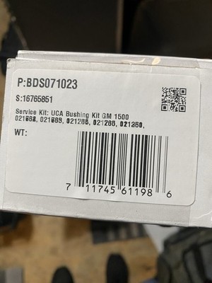 BDS BDS071023 Service Kit: UCA Bushing Kit GM 1500 021702, 021703, 021704, 02170