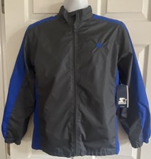 NWT Starter Full Zip Gray/Blue Windbreaker Jacket Kids Youth Boys Size XL 14/16