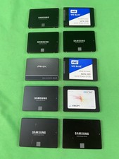 Assorted Lot of 10: 250GB SATA SSD 2.5" (Samsung, WD, Crucial, PNY, Axiom)