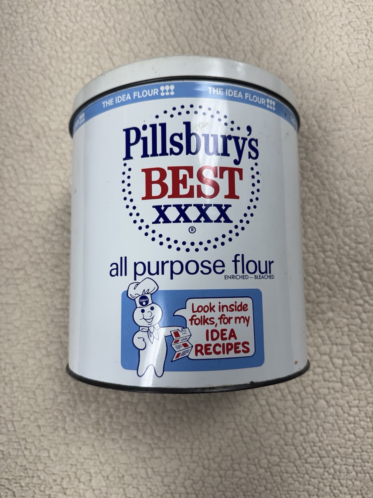 Vintage Doughboy J.L. Clark Pillsbury's Best Metal Flour Tin XXXX Canister 8"