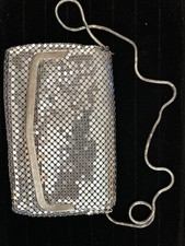 Vintage Silver-Tone Chainmail Mesh Purse with Handle and Chain