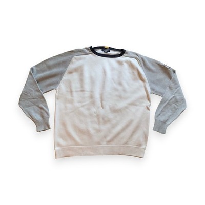 Nautica Vintage Men's Sweater Pullover Heavy Knit - Size L - White, Gray - Mega!  
