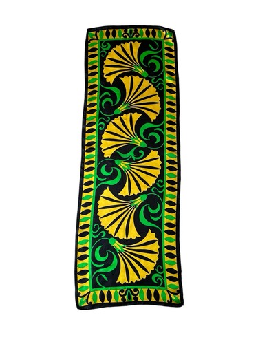 Vintage Silk Scarf with Bold Graphic Floral Design Oblong Shape Art Nouveau, $25 - Photo 2